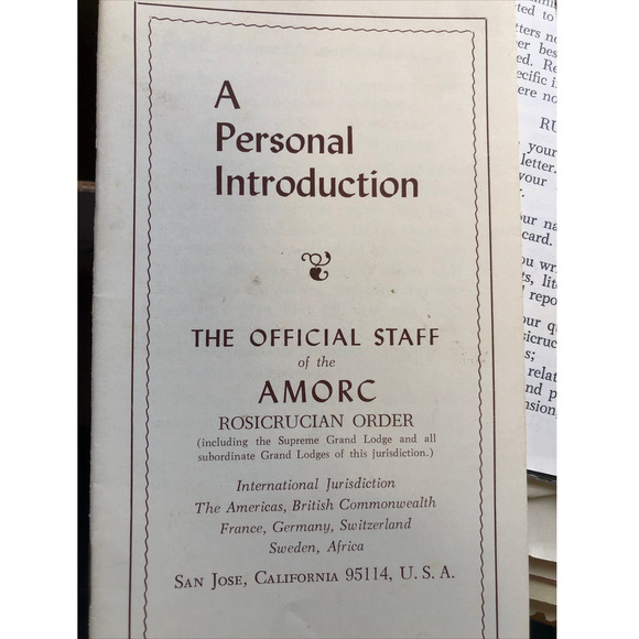 Amorc Other - A Personal Introduction The Official staff of the AMORC Rosicrucian Order
